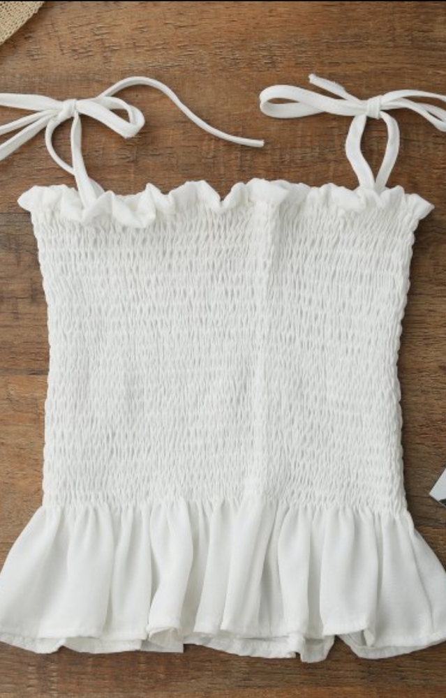 White Crop Baby Doll Top
